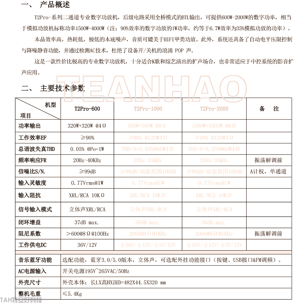 專業(yè)音響數字功放機T2pro(圖2)